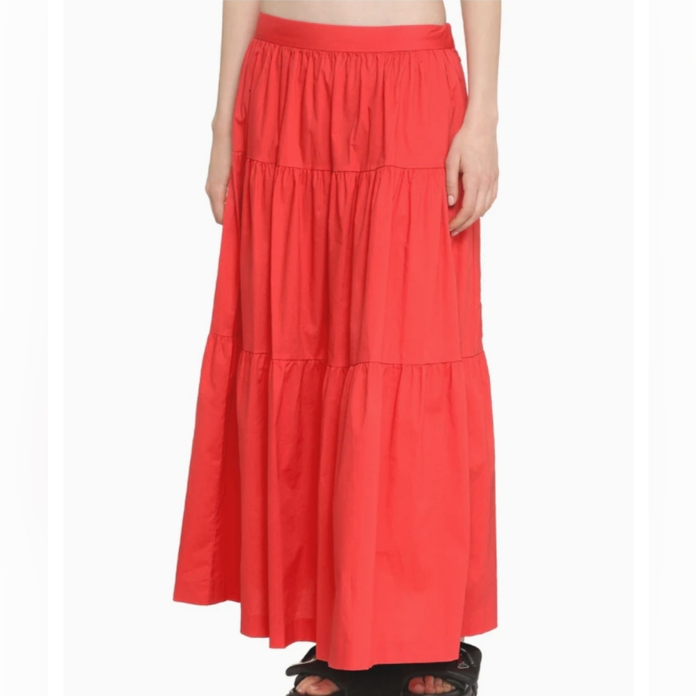 NWT STAUD Sea Skirt- Red Tiered Maxi Skirt